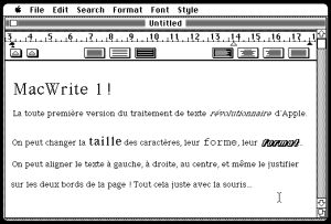 MacWrite, le premier traitement de texte WYSIWYG (Source : http://www.aventure-apple.com)